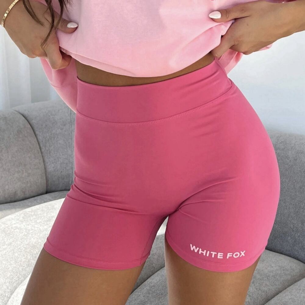 White Fox Just To Be Popular Bike Shorts Pink Stretch Gym Size Medium